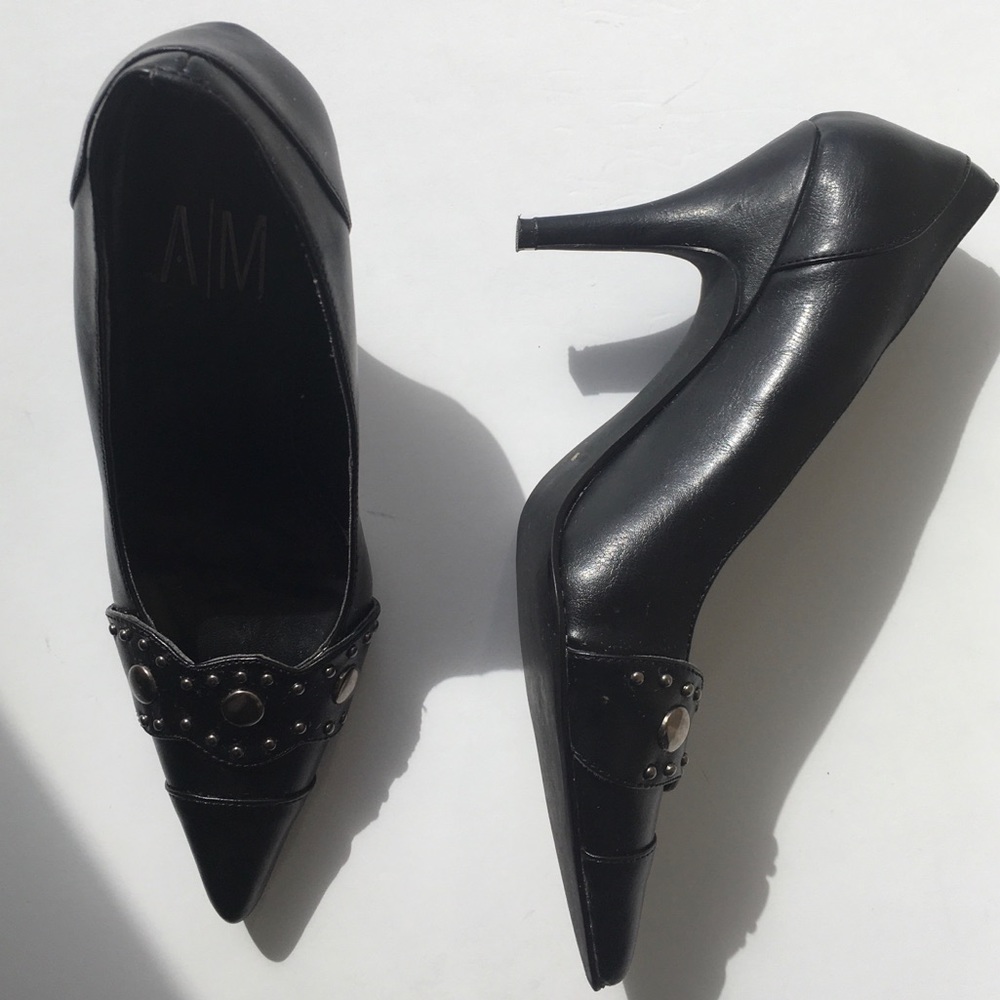 Armani Inspired Black Pump with Pewter Detail